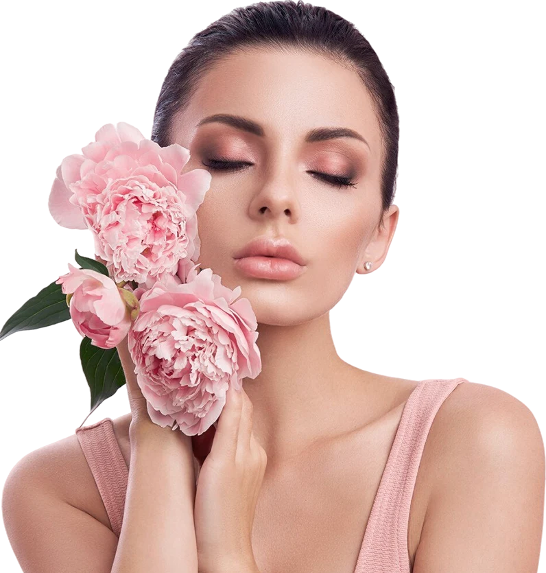 lux spa and nails model woman pink floral dress