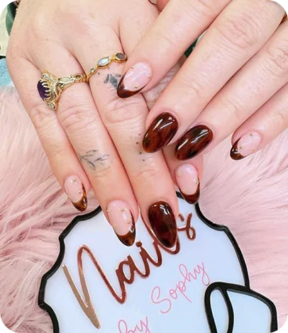 Brown Marble Gold Nails