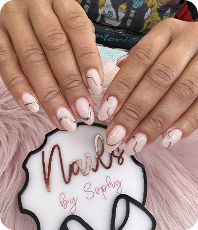 Pink Silver Wave Nails