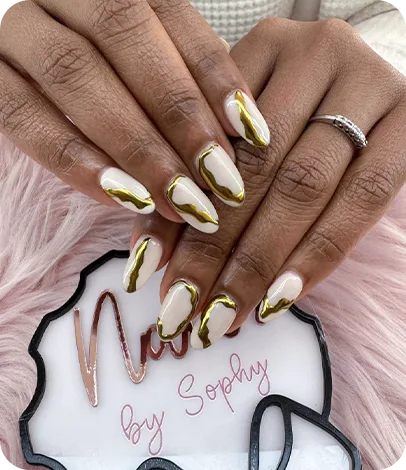 White Gold Outline Nails